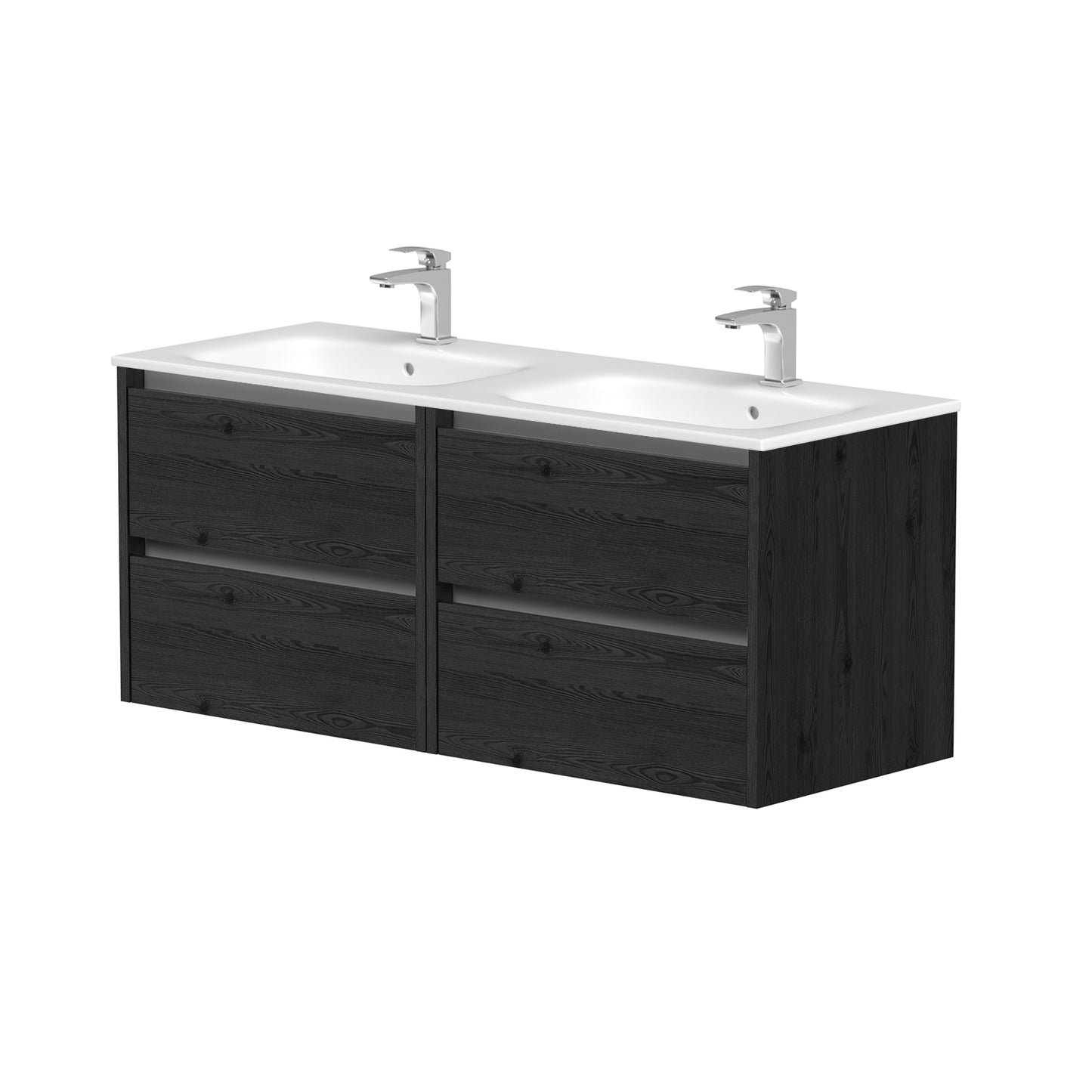 KAMĖ CITY Doppel-Waschtischunterschrank mit ELIDE – Aluminium-Griffprofile – Variante 3