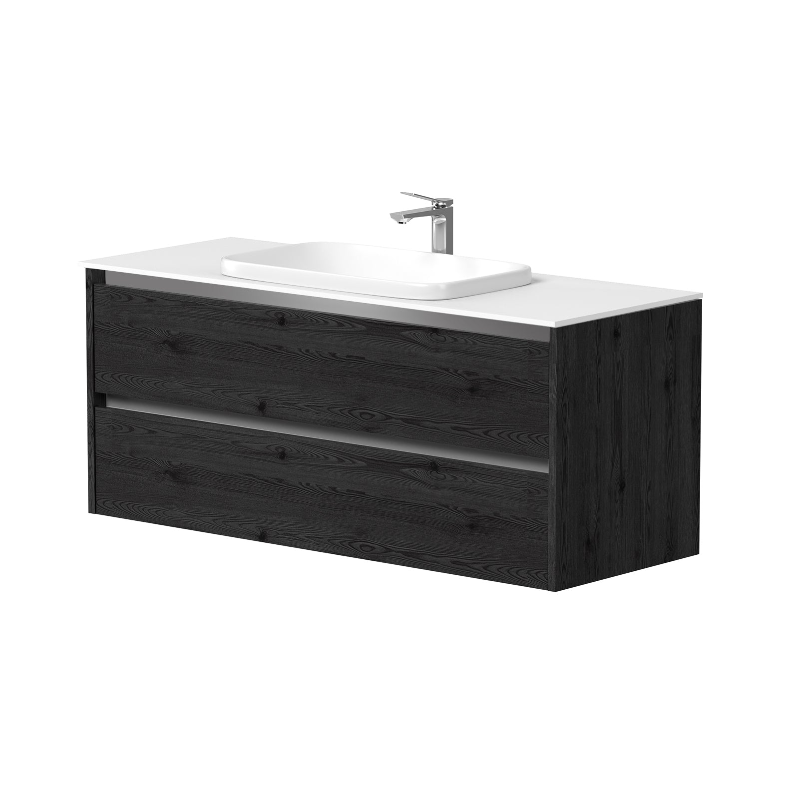 KAMĖ CITY Waschtischunterschrank für Aufsatzwaschbecken mit Waschbecken – Aluminium-Griffprofile – Variante 1