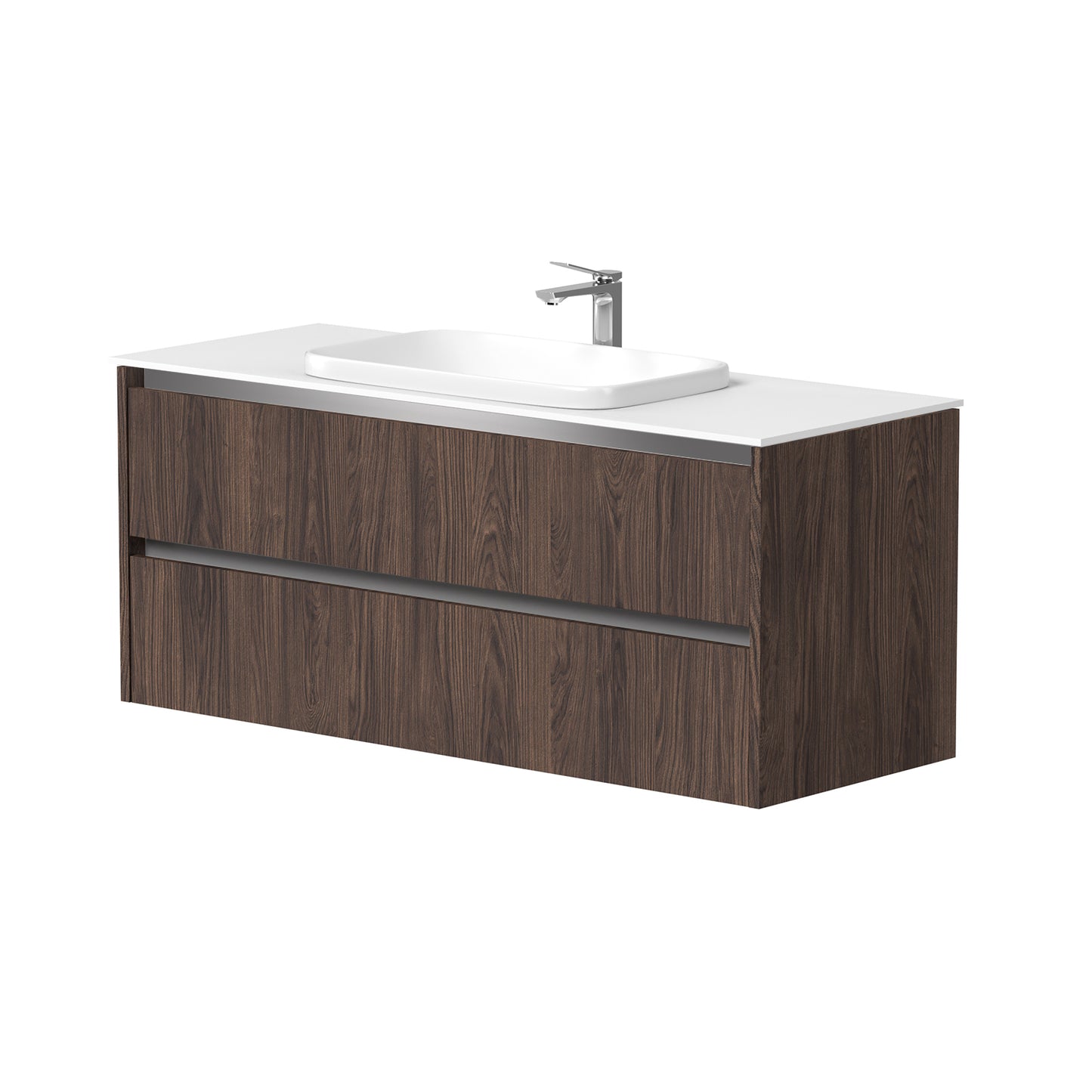 KAMĖ CITY Waschtischunterschrank für Aufsatzwaschbecken mit Waschbecken – Aluminium-Griffprofile – Variante 2