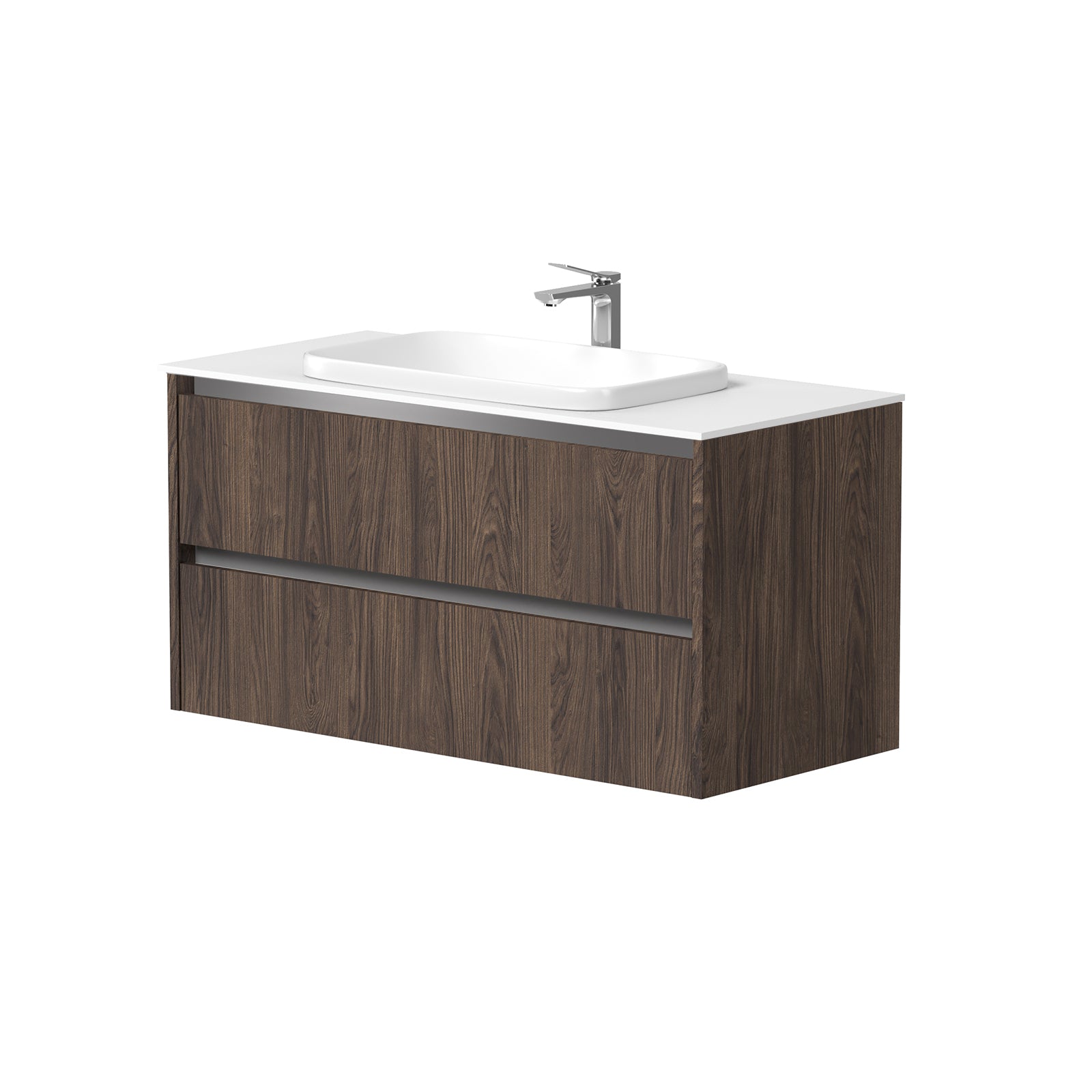 KAMĖ CITY Waschtischunterschrank für Aufsatzwaschbecken mit Waschbecken – Aluminium-Griffprofile – Variante 4