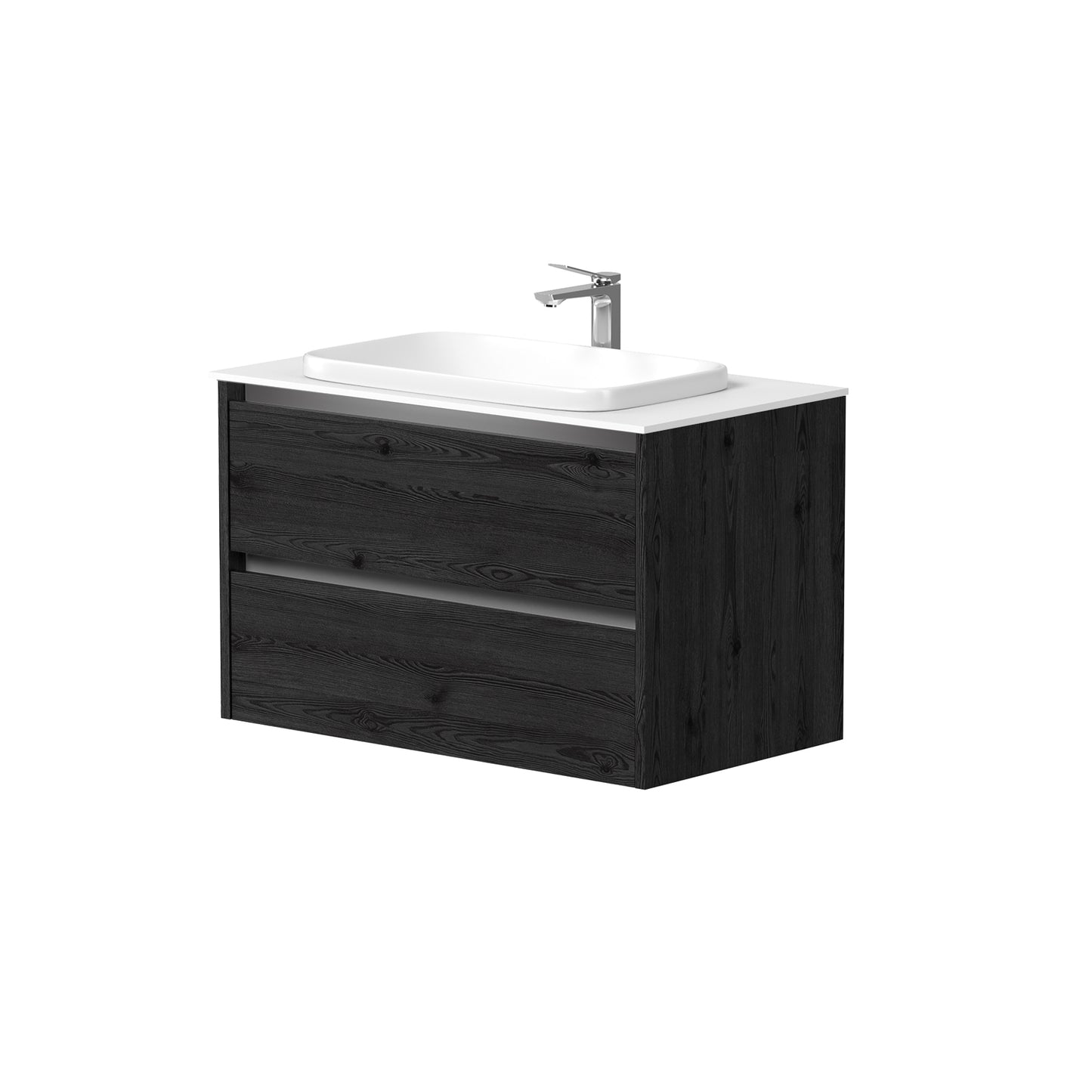 KAMĖ CITY Waschtischunterschrank für Aufsatzwaschbecken mit Waschbecken – Aluminium-Griffprofile – Variante 5