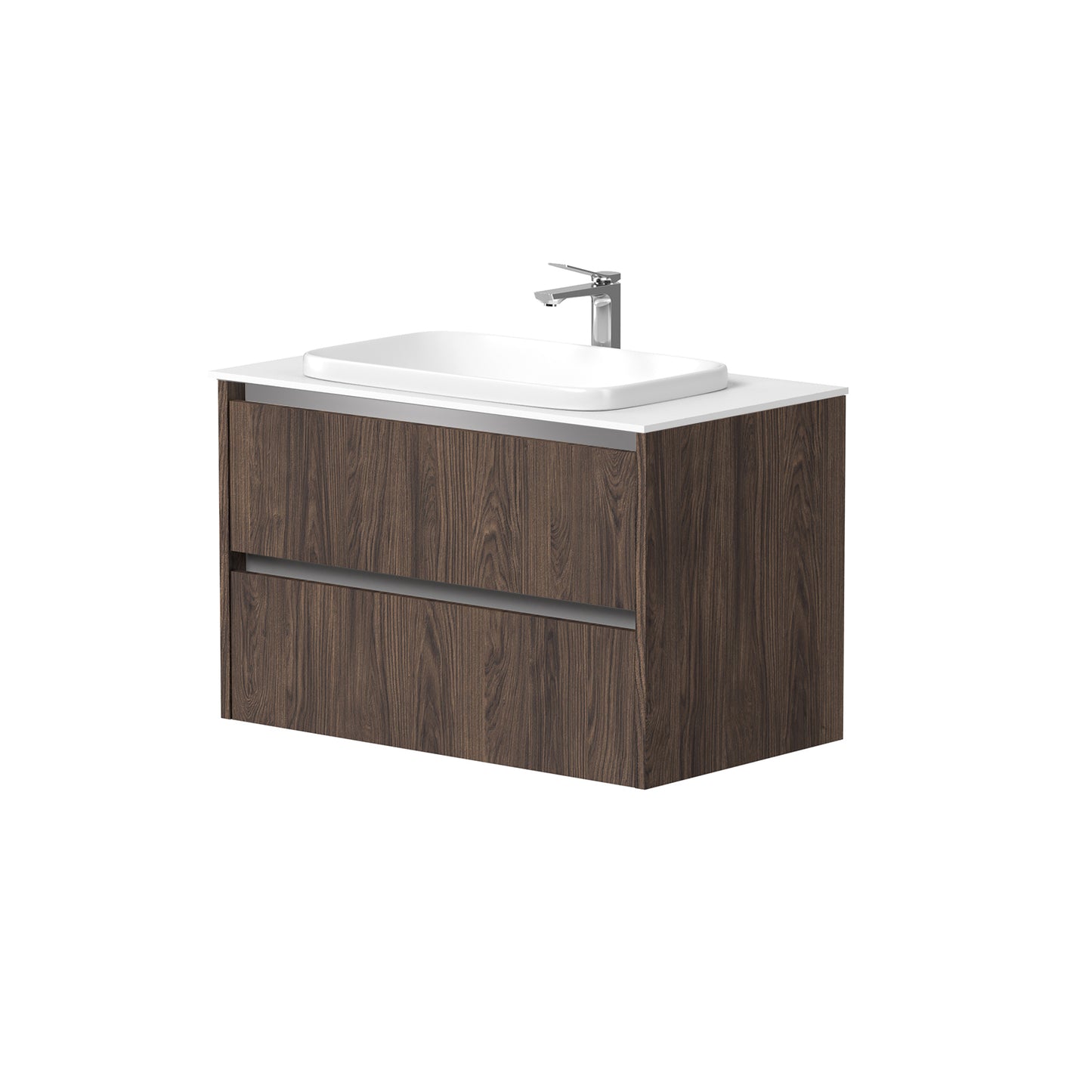 KAMĖ CITY Waschtischunterschrank für Aufsatzwaschbecken mit Waschbecken – Aluminium-Griffprofile – Variante 6