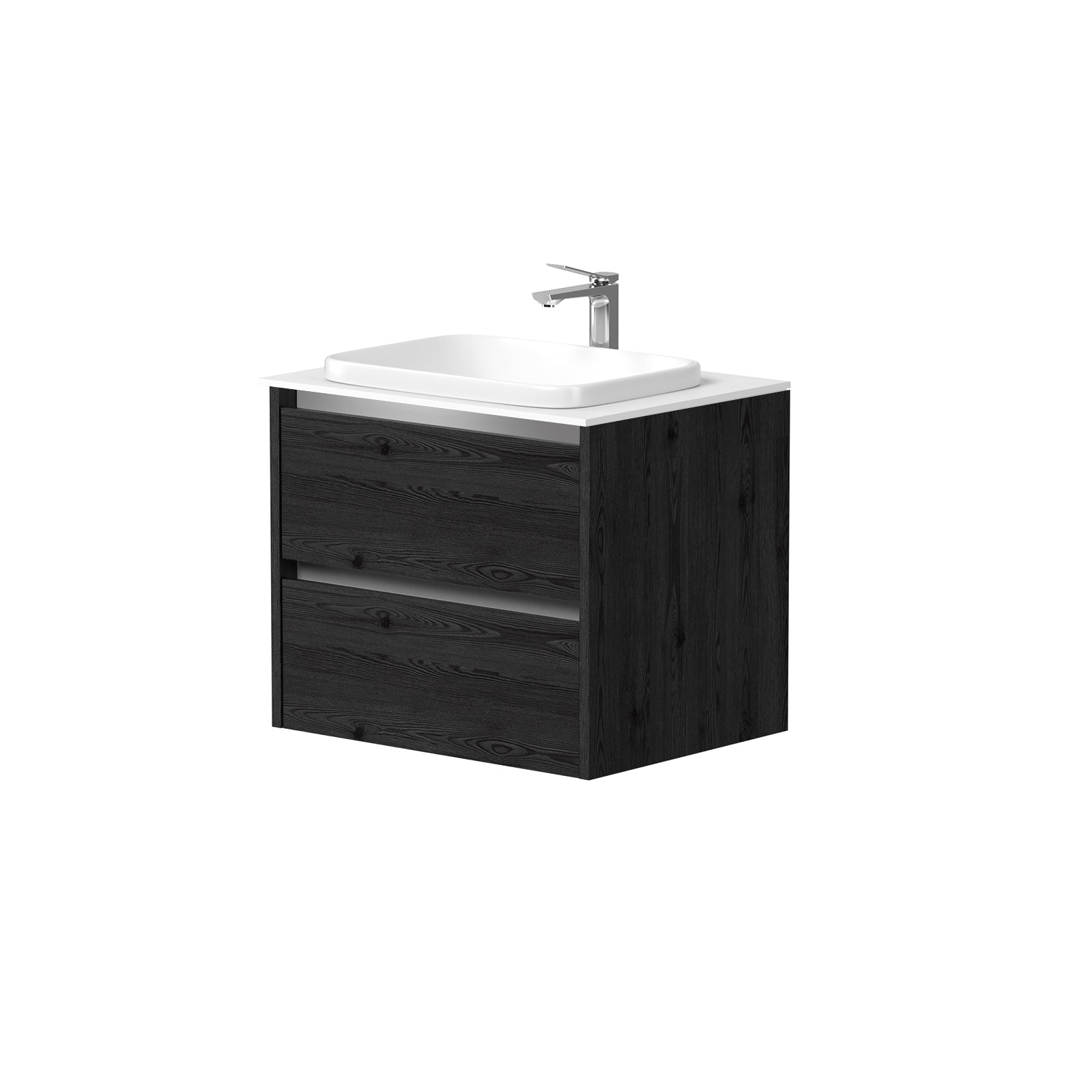 KAMĖ CITY Waschtischunterschrank für Aufsatzwaschbecken mit Waschbecken – Aluminium-Griffprofile – Variante 7