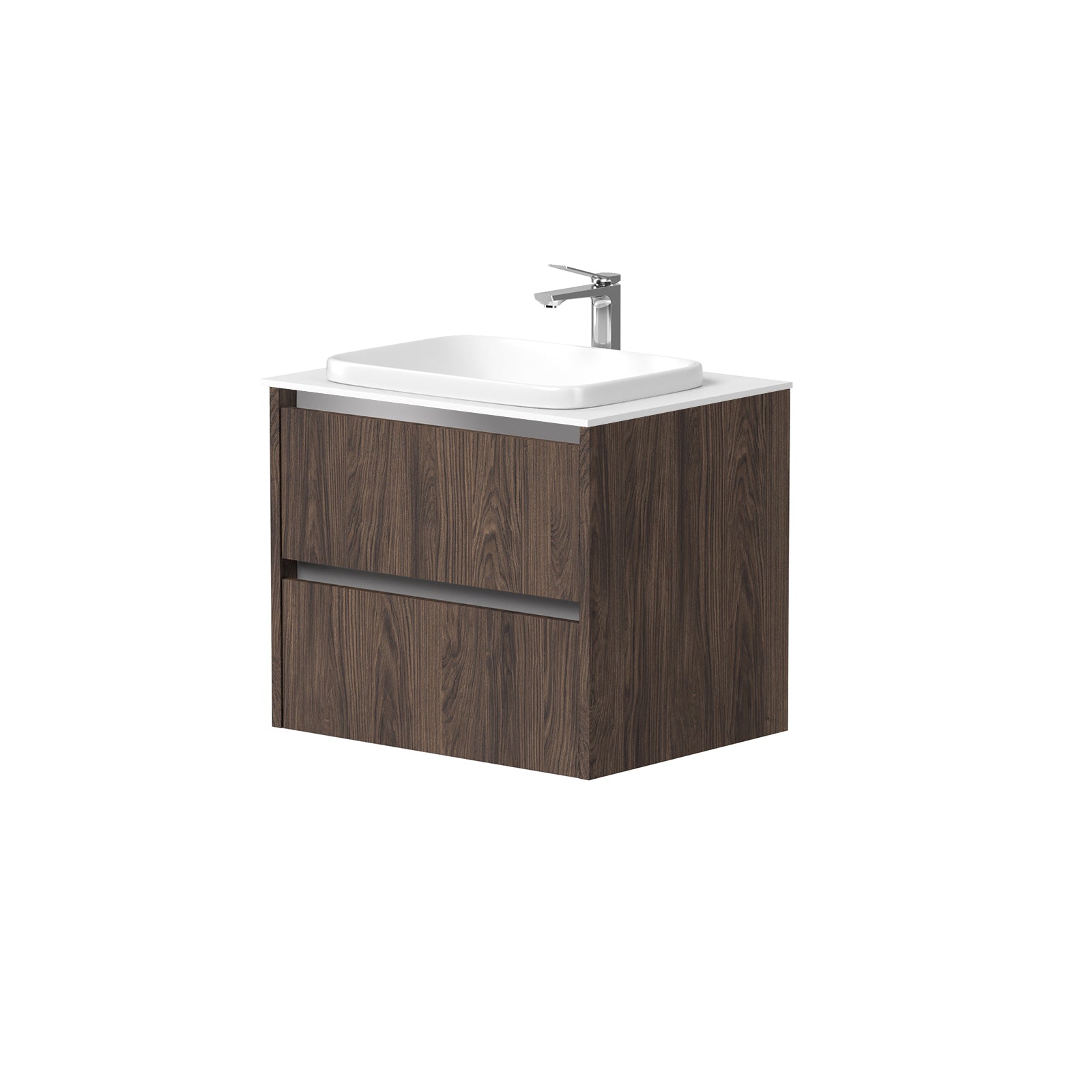 KAMĖ CITY Waschtischunterschrank für Aufsatzwaschbecken mit Waschbecken – Aluminium-Griffprofile – Variante 8