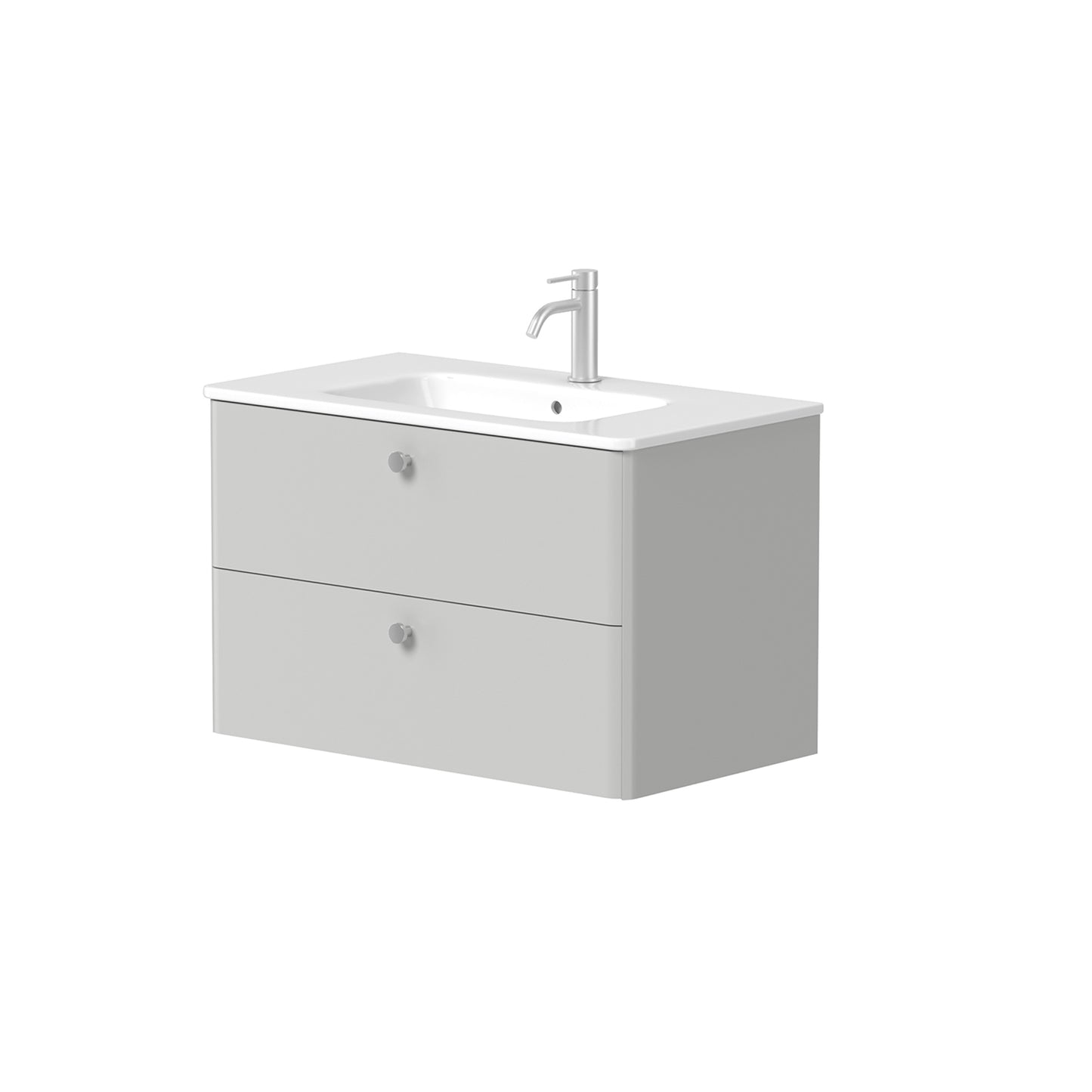 KAMĖ SOFT Waschtischunterschrank mit Waschbecken – Edelstahl-Knopfgriffe – Variante 1