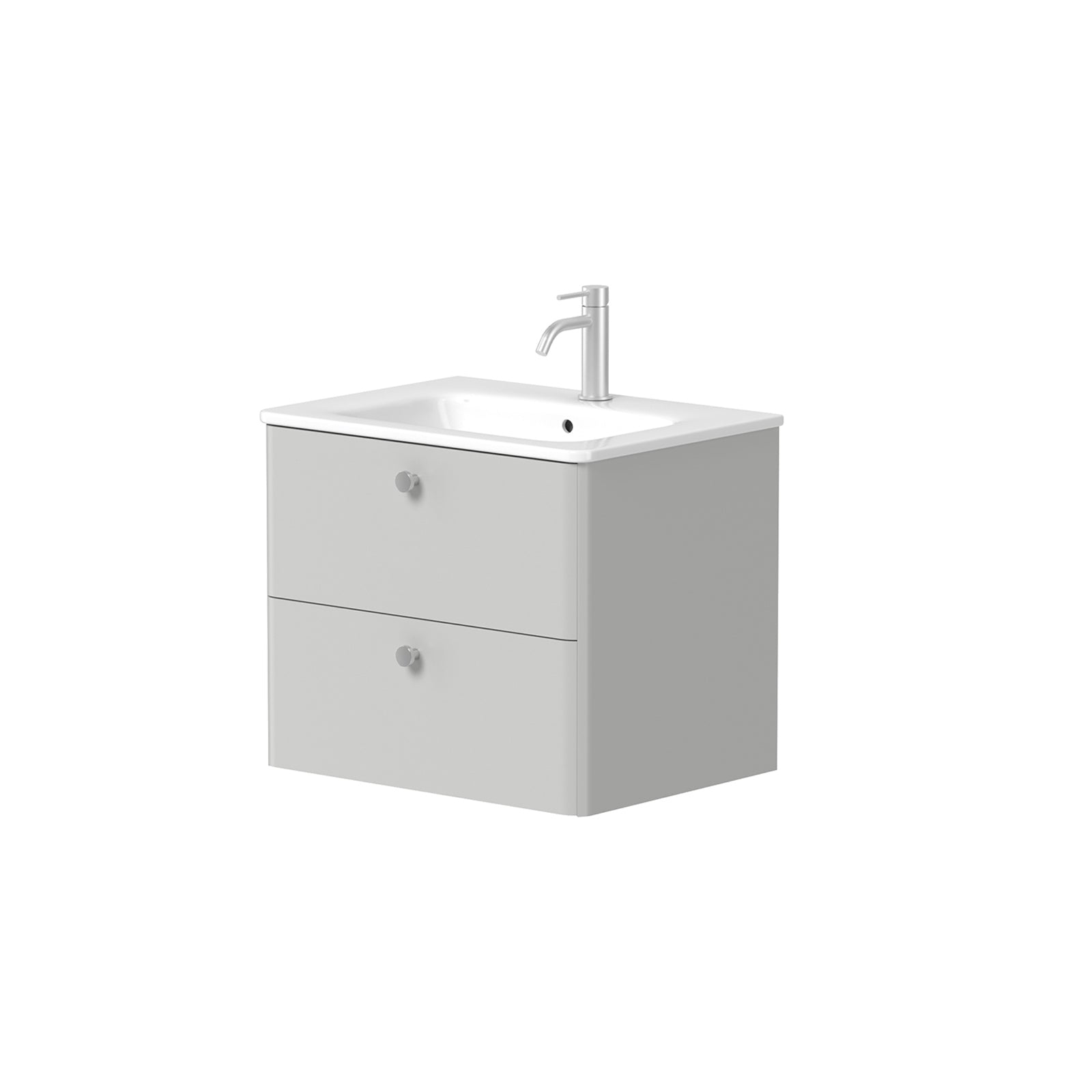 KAMĖ SOFT Waschtischunterschrank mit Waschbecken – Edelstahl-Knopfgriffe – Variante 2