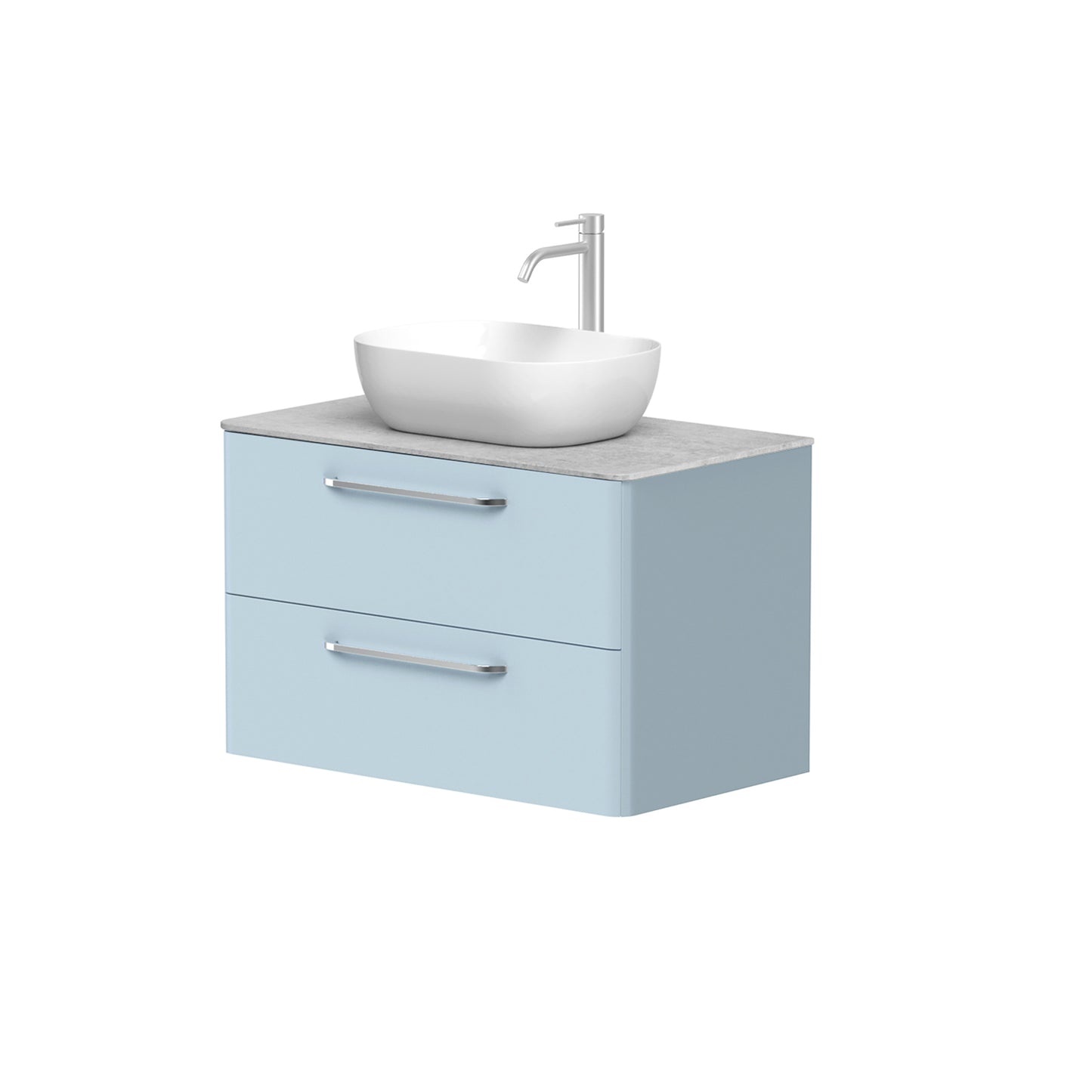 KAMĖ SOFT Waschtischunterschrank für Aufsatzwaschbecken mit DEKTON – Chromgriffe – Variante 1