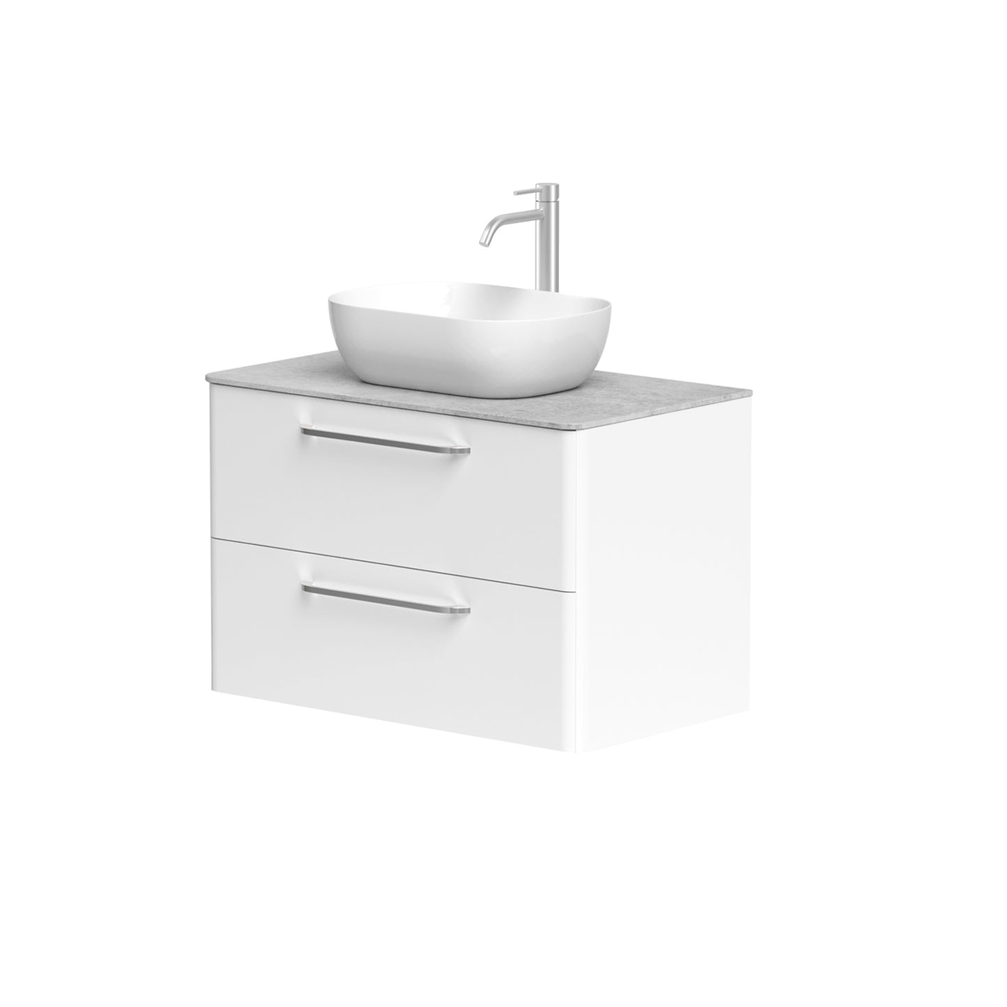 KAMĖ SOFT Waschtischunterschrank für Aufsatzwaschbecken mit DEKTON – Chromgriffe – Variante 3