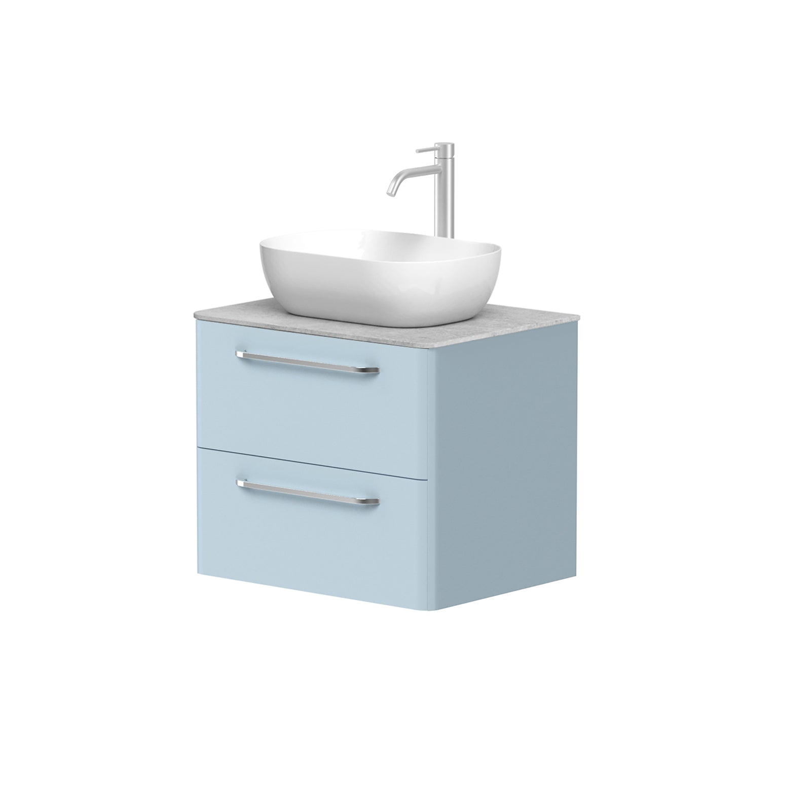 KAMĖ SOFT Waschtischunterschrank für Aufsatzwaschbecken mit DEKTON – Chromgriffe – Variante 5