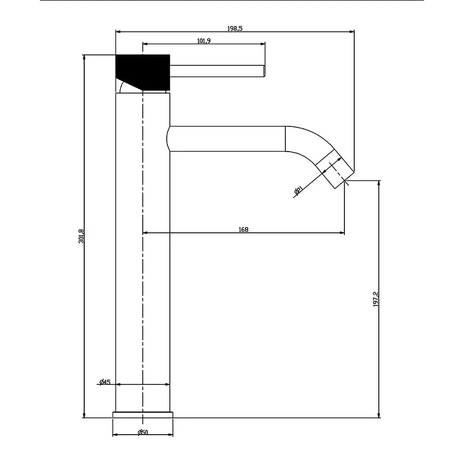 Wiesbaden Ribbd XL hohe Waschtischarmatur 30,2 cm, Stahl gebürstet