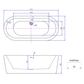 Nero freistehende Badewanne Acryl 177,5 x 79,5 x 58,5 cm schwarz/weiß
