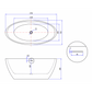 Ovale freistehende Badewanne Acryl 170 x 78 x 60 cm matt weiß